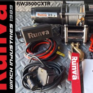 RUNVA WINCH 12V WITH STEEL CABLE (3 500LBS = 1 588KG) (SUPPLIED WITH CABLE (WIRE) + WIRELESS REMOTE)